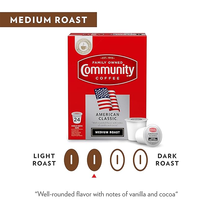 Community Coffee American Classic 24 Count Coffee Pods, Medium Roast, Compatible with Keurig 2.0 K-Cup Brewers, 24 Count (Pack of 2)