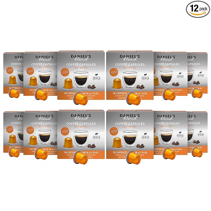 Daniels Blend Espresso Aluminum Capsules Compatible with Nespresso 120 Coffee Pods Single Server Kosher Certified Ristretto