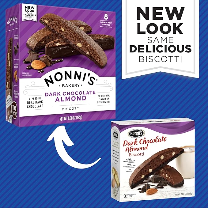 Nonni's Dark Chocolate Almond Biscotti Italian Cookies - 3 Boxes Dark Chocolate Cookies - Biscotti Individually Wrapped Cookies - Italian Biscotti Cookies w/Bittersweet Chocolate & Almonds - 6.88 oz