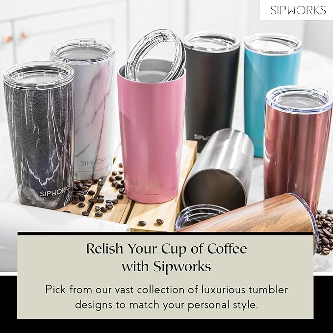Coffee Tumbler – 20 oz Insulated Travel Coffee Mug, Spill Resistant Stainless Steel Large Coffee Cup with Lid for Hot & Iced Drinks - Mahogany
