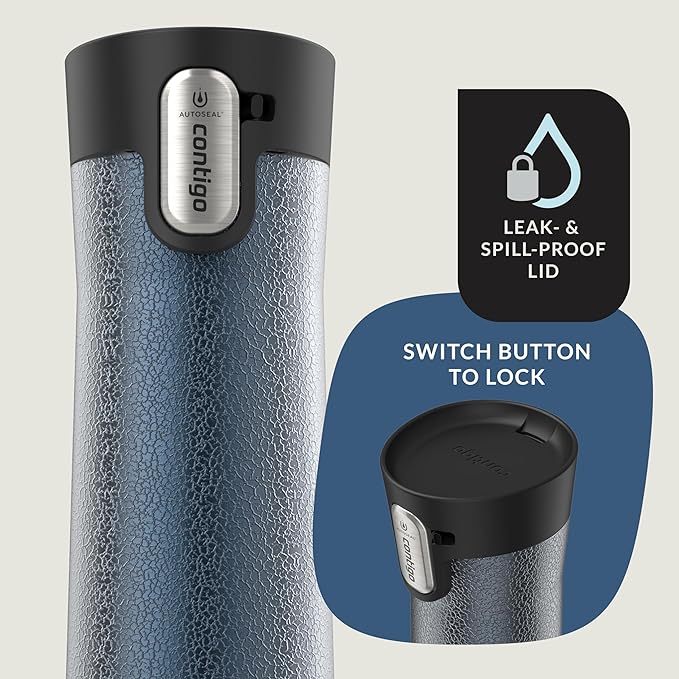 Contigo® AUTOSEAL® West Loop Vacuum-Insulated Stainless Steel Travel Mug with Easy-Clean Lid, 24 oz, Crystal Blueberry
