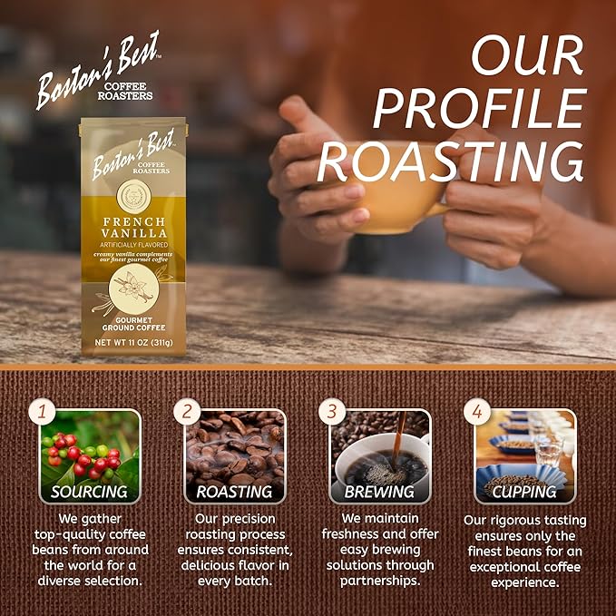 Boston’s Best Coffee - French Vanilla Delicious Gourmet Premium Ground Coffee, 11 oz. / 311 g Coffee Bag