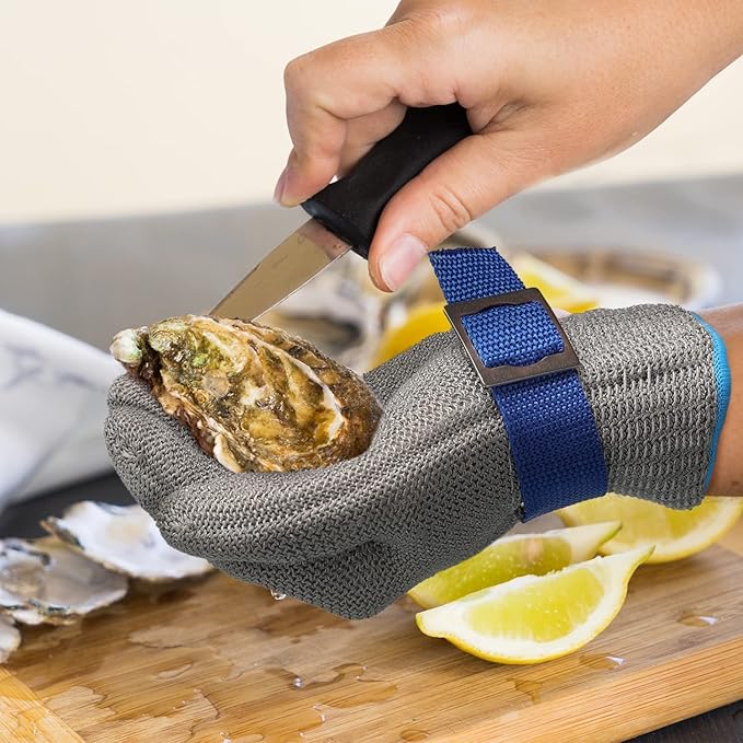Schwer SlicePro ANSI A9 Cut Resistant Glove PR1707, Food Grade Stainless Steel Wire Metal Gloves, Cutting Gloves for Kitchen, Meat Cutting, Oyster Shucking, Fish Fillet, Non-PFAS（M, 2 PCS）