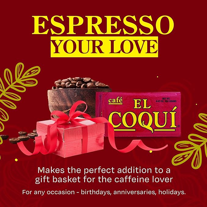 El Coquí Dark Roast Espresso Ground Coffee, Rich, Ground Coffee, Authentic Puerto Rican Style Coffee, Vacuum Sealed, Ground Espresso Beans, 8.83 oz (4 pack)