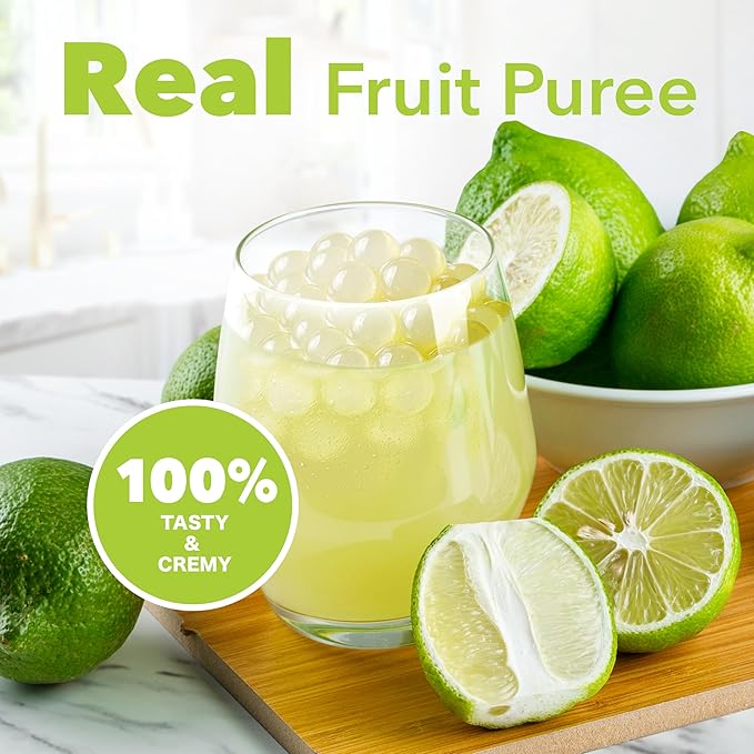 J WAY Instant Boba Bubble Pearl Lemon Juice Drinks Kit with Authentic Crystal Tapioca Boba, Ready in Under One Minute, Paper Straws Included, 3 Servings