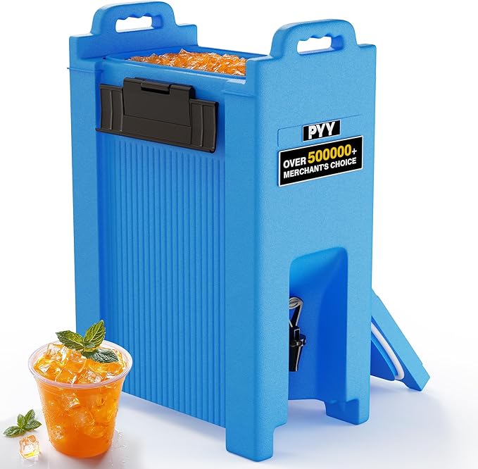 PYY Insulated Beverage Dispenser 5 Gallon, Hot and Cold Drink Water Coffee Carrier with Spigot Handle and Stand, Commercial Thermal Container for Chocolate Cocoa Iced Juice Tea Milk Restaurant Party