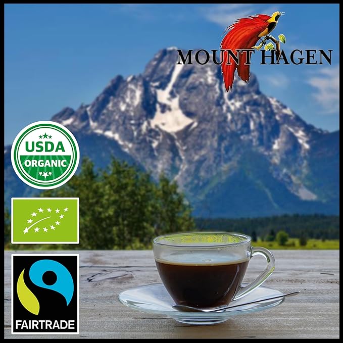 Mount Hagen Instant Espresso Coffee 6 Pack, Eco-friendly Organic Espresso Coffee Made From Medium Roast Arabica Beans, Freeze Dried Instant Coffee, Fair-Trade, Kosher [6x1.76oz/50g Jar]