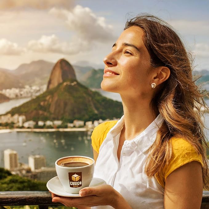 Brazil Coffee, Whole Bean Coffee, Premium Brazilian Santos Natural Single Origin Fresh Roasted Coffee Beans | Cubico Coffee | 12 Ounce Bag