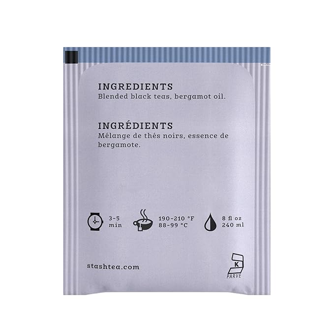 Stash Tea Earl Grey Black Tea - Caffeinated, Non-GMO Project Verified Premium Tea with No Artificial Ingredients, 20 Count (Pack of 6) - 120 Bags Total