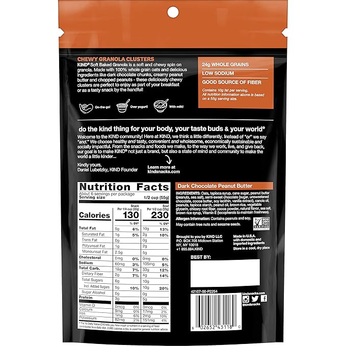 KIND Soft Baked Granola, Dark Chocolate Peanut Butter, 11 oz (Pack of 5)