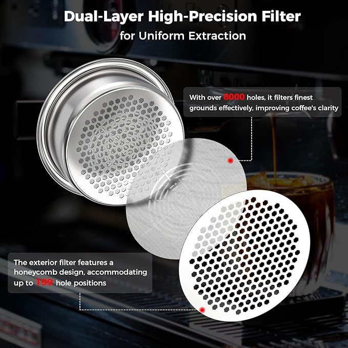 IKAPE Espresso 54mm Portafilter, Coffee Portafilter with Silicone Handle, Fits 54mm Breville Barista Series BES870/878/880 Machine & Solis Barista Machines, with16g Capacity Filter Basket