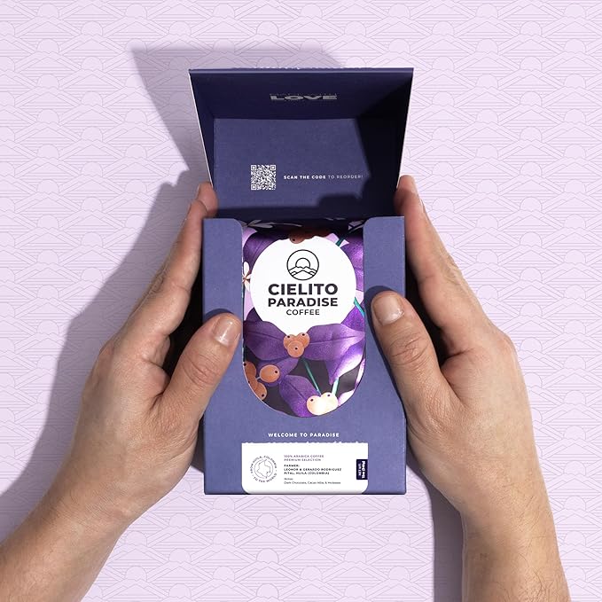 Premium Dark Roast Coffee - Cielito Paradise Castillo Whole Bean, Single Origin from Huila Colombia, Rich Notes of Chocolate & Molasses, 12oz