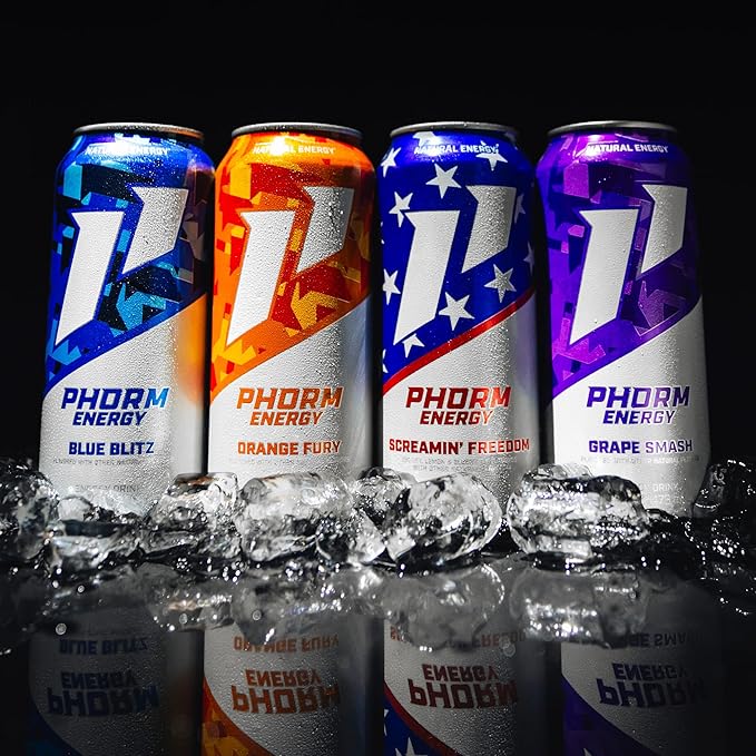 Phorm Energy Drink, Blue Blitz Flavor, 200 MG Natural Caffeine From Green Tea, Sugar Free Carbonated Drink With Electrolytes & Vitamin B12, Dairy & Gluten Free, Vegan, 16 FL Oz Cans, 12 Pack