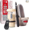KneadAce Sourdough Starter Kit (24oz Jar, 2xOval Baskets, Gray Bread Lame)