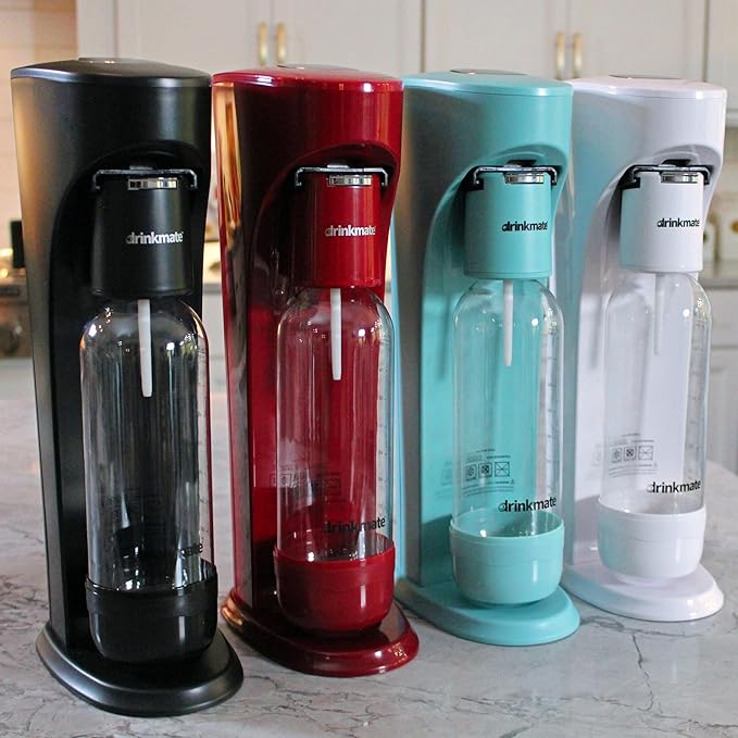 Drinkmate OmniFizz Sparkling Beverage Maker CO2 Bundle - Sparkling Water/Soda Streaming Machine That Carbonates Any Drink - Includes 1 CO2 Cylinder, 1 Carbonation Bottle, 1 Fizz Infuser - Arctic Blue