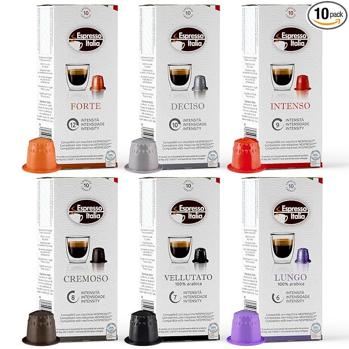 ESPRESSO ITALIA Capsules Compatible with Nespresso Machines, 100 Count - VARIETY PACK, Italian Coffee Pods Expresso