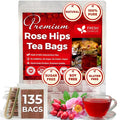 FreshDrinkUS, Premium 135 Rosehip Tea Bags, 100% Natural & Pure from Rose Hip Fruits. Loose Rosehip Herbal Tea. Made with Natural Material Tea Bags. No Sugar, No Caffeine, No Gluten, Vegan.