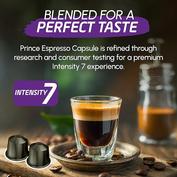 Prince Caffe Espresso Pods – Intensity 7, Medium-Dark Roast, The Espresso Coffee Pods Are Compatible with Nespresso Original Line Machines, 30 Count (3 x 10 Capsules) Premium Quality Coffee Capsules.