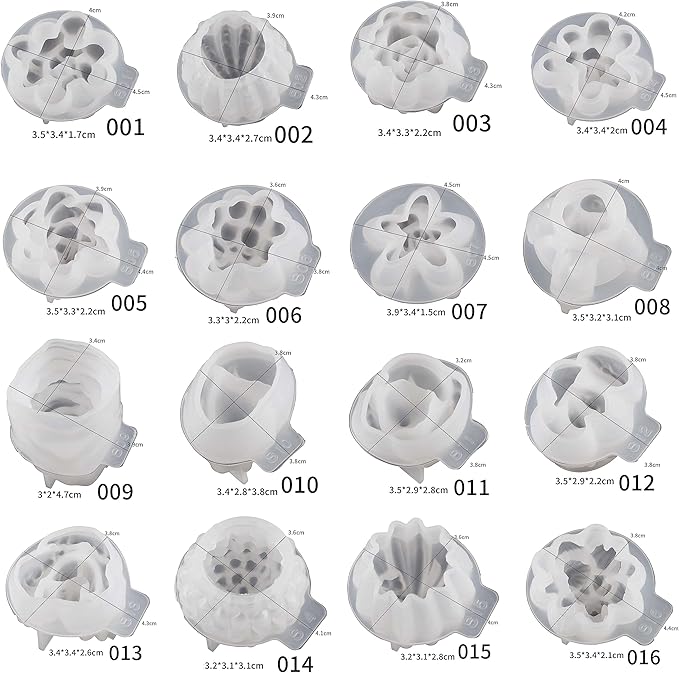 16 Pack Flower Succulent Candle Mold Resin Casting Silicone Molds for Home Decor & Candle Making Wave Spiral Mold