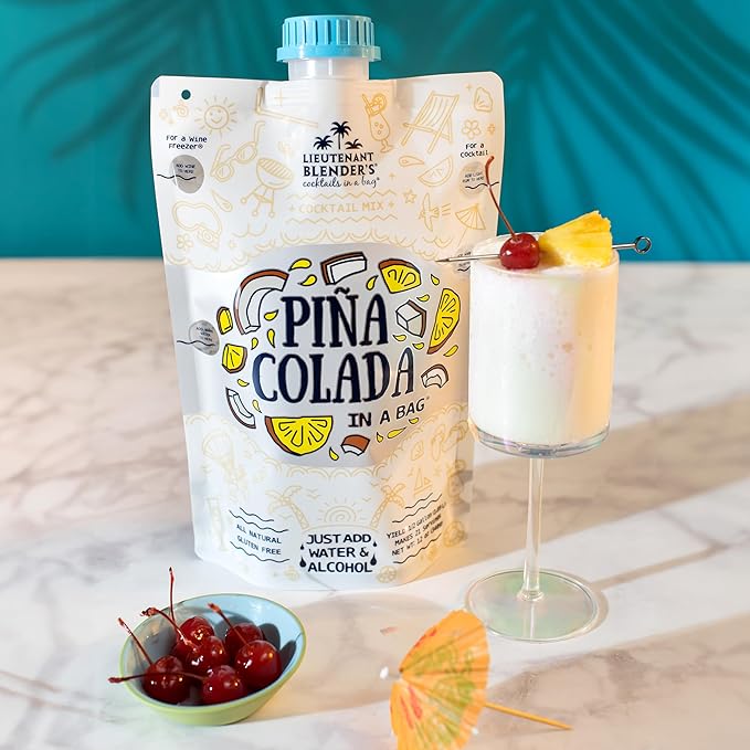 Lt. Blender's Pina Colada in a Bag – Pina Colada Drink Mix - Each Bag Makes 1/2 Gallon of Slushie Pina Coladas – Cocktail Mix - Make a Cocktail, Wine Slushie or Mocktail - (Pack of 5)