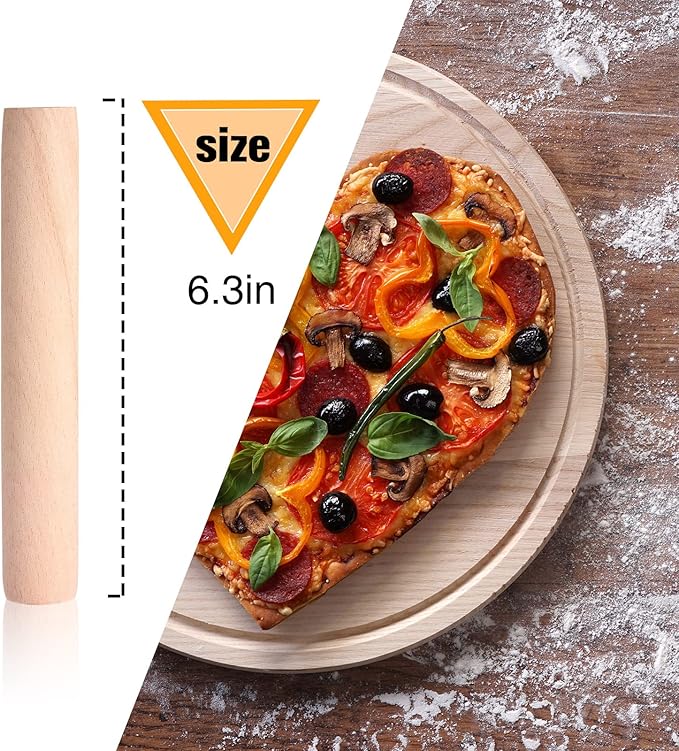 Patelai Small Wooden Rolling Pin, Dumpling Dough Roller Wooden Mini Rolling Pins Kitchen Utensil Tool for Fondant, Pasta, Bread, Pastry, Cookies, Pizza, Pie, Cylinder Style, 6.3 Inch (30 Pieces)
