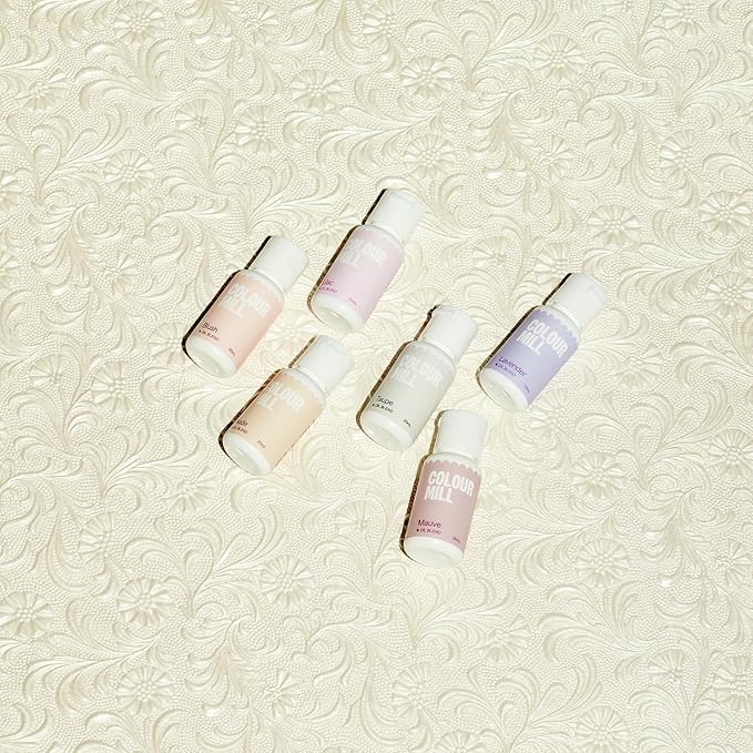 Colour Mill Bridal-Pack Oil-Based Food Coloring, 20 Milliliters Each of 6 Colors: Blush, Lavender, Lilac, Mauve, Nude and Taupe 4.08 Fl Oz 120 milliliters