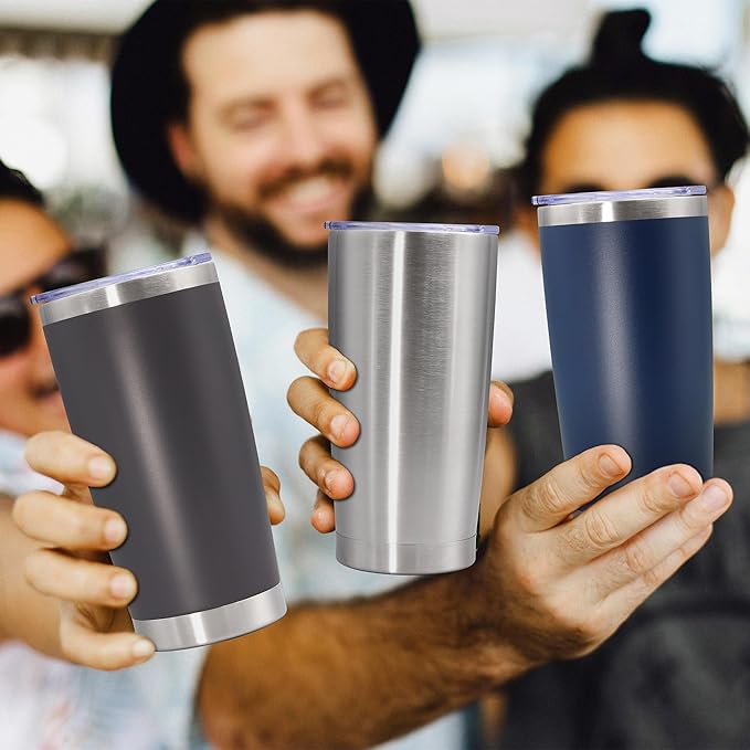20oz Tumbler Bulk Stainless Steel Tumbler Cup with Lid Vacuum Insulated Double Wall Travel Mug, Durable Powder Coated Travel Coffee Tumbler Mug for Hot & Cold Drinks, Navy,8 Pack