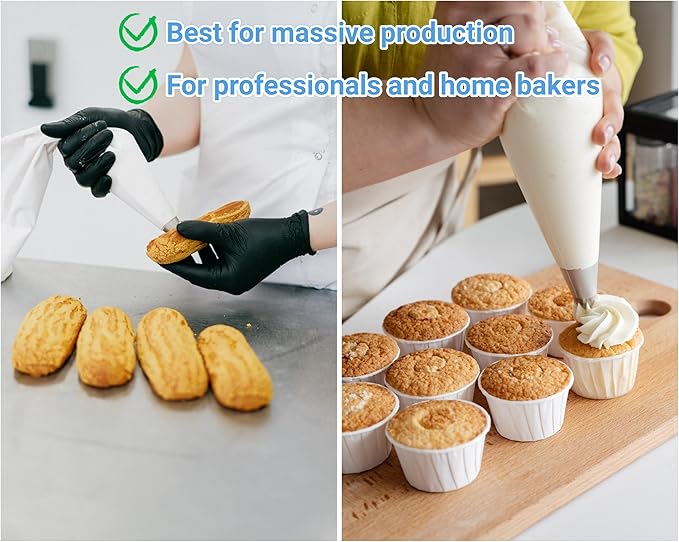 21 Inch Extra Large Piping Bags 200 Pack - Disposable Pastry Bags - Thick Anti-Burst Pastry Icing Frosting Piping Bags For Decorating Cupcakes Cakes Cookies (Large 21 Inch-200 Pack)