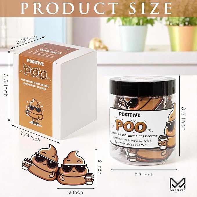 Positive Poo Jar – Funny Christmas Gag Gifts for Men, Teens, 60 Hilarious Affirmations, White Elephant Gift, Emotional Support Jar for Friends, Teens Boys,Teen Girl Trendy Stuff, Gifts for Coworkers