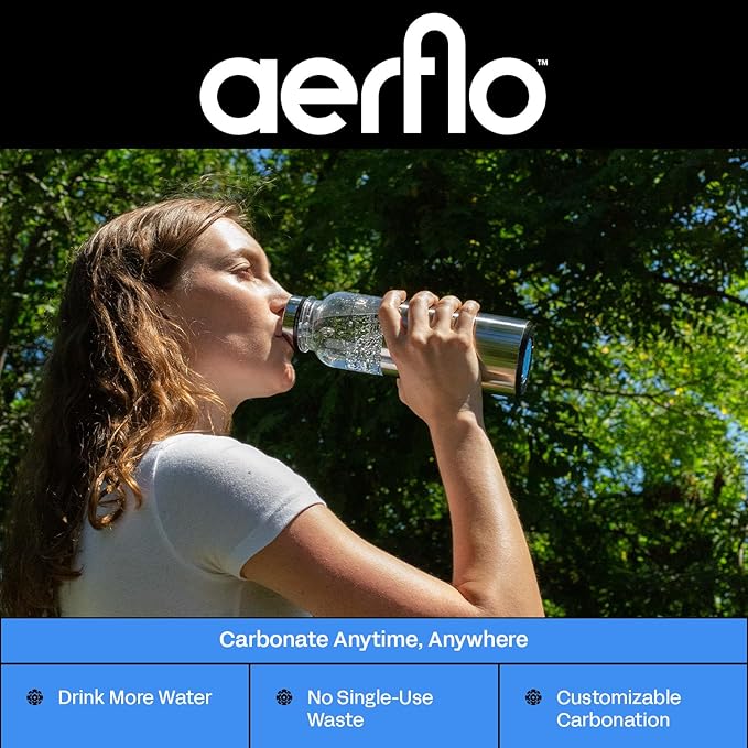 Portable Soda Maker - Sparkling Water Maker with 17 oz Bottle | On-Bottle Carbonator | Stainless Steel & Tritan | Refillable CO2 Capsules