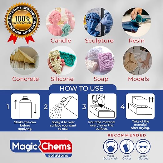 Silicone Mold Release Spray for Epoxy Resin (2 x 16.9 fl oz / 500ml) Mold Release Spray for Candle Making Releasing Agent for Silicone Molds (2 Pack Mega Size)