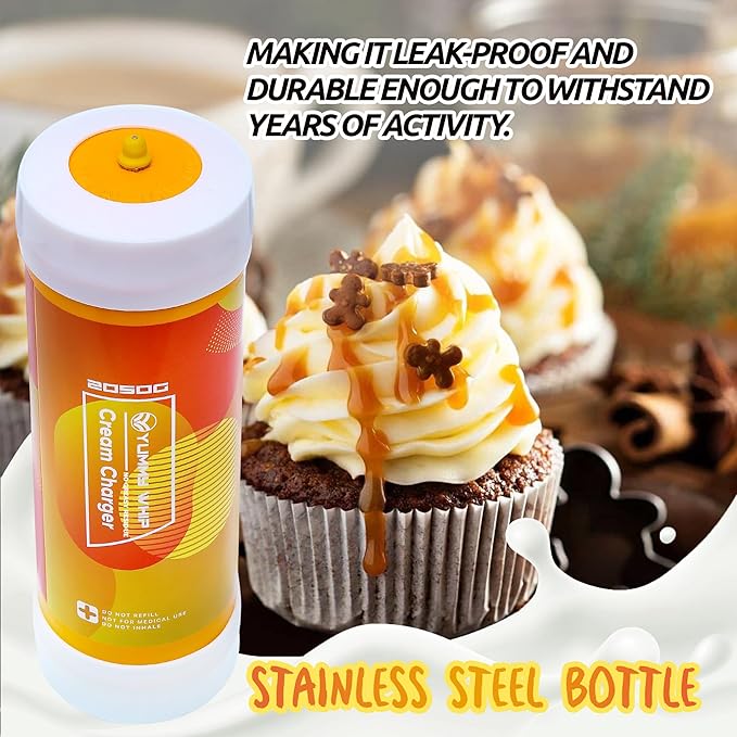 Yummy Original Flavor Whip 2050G Whipped Cream Charger Whipped Cream Dispenser Food Grade Tank with nozzle (2 Cylinders)