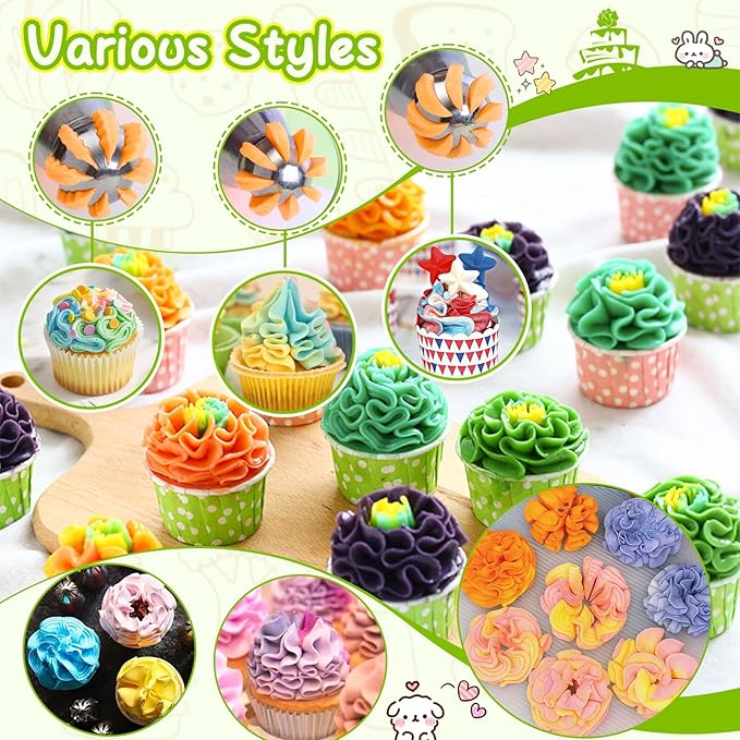 Suuker Ball Russian Piping Tips Lace Mold Pastry Cake Decorating Tool, Stainless Steel Cream Butter cream Cake DIY Baking Pastry Tools (3 Pieces)