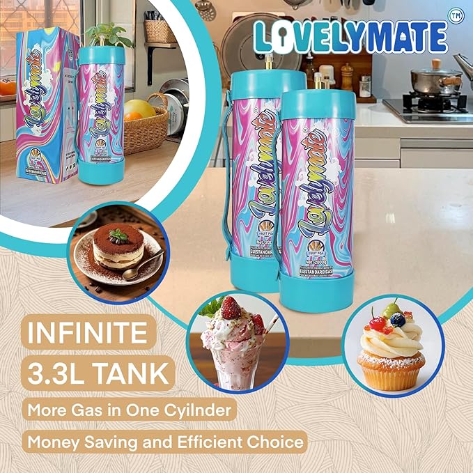Whipped Cream Charger Tank 3.3L 2000G Whip Cream Charger Cylinder Food Grade Flavored (Tips Included) (1, Fruit pop)