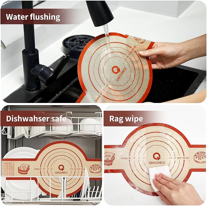 Silicone Sourdough Bread Sling Mat - 2Set Round Dough Baking Slings For Dutch Oven, NonStick High Degree Kitchen Sourbread Making Loaf Pan Lifter Liner, Reusable Cooking Transfer Mats with Long Handle