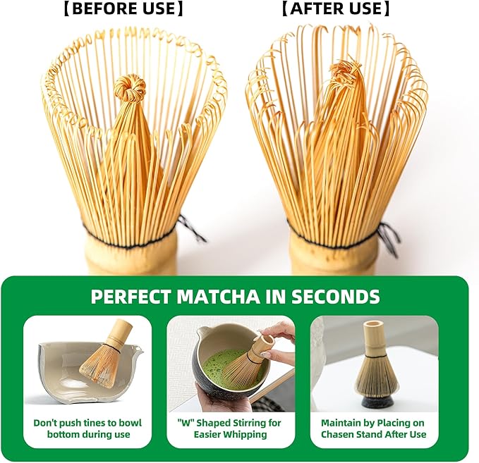 TEANAGOO Matcha Whisk Set,6-PCS Traditional Starter Set,100 Prongs Whisk with Pink Cherry Blossom Holder,Scoop(Chashaku),Tea Spoon,Bamboo Chasen,Ceremony Accessory,Gift for Friend/Family