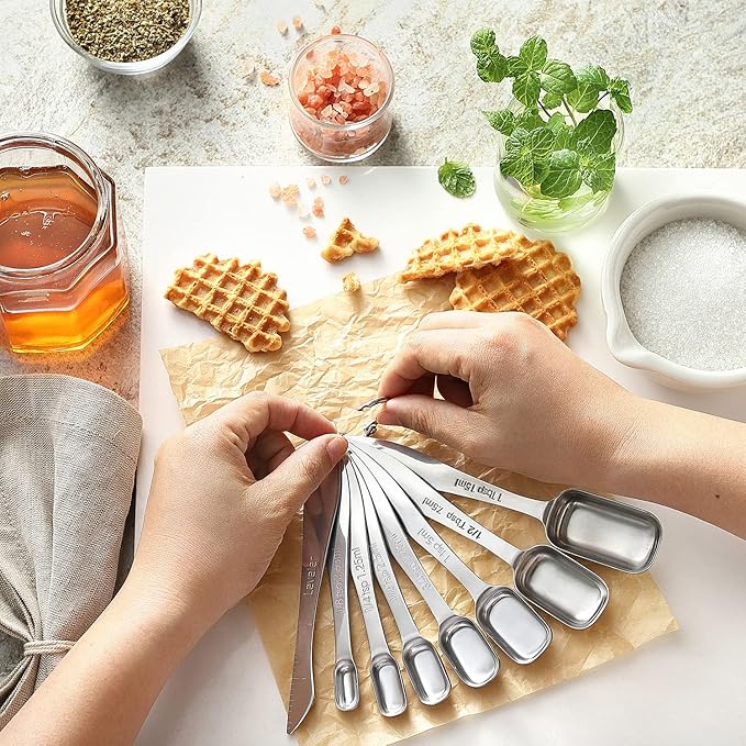 Spring Chef Stainless Steel Measuring Spoons Set of 13 with Leveler, Metal Teaspoon & Tablespoon Measuring Spoons for Cooking & Baking, Fits in Spice Jars, Kitchen Gadgets for Dry & Liquid Ingredients