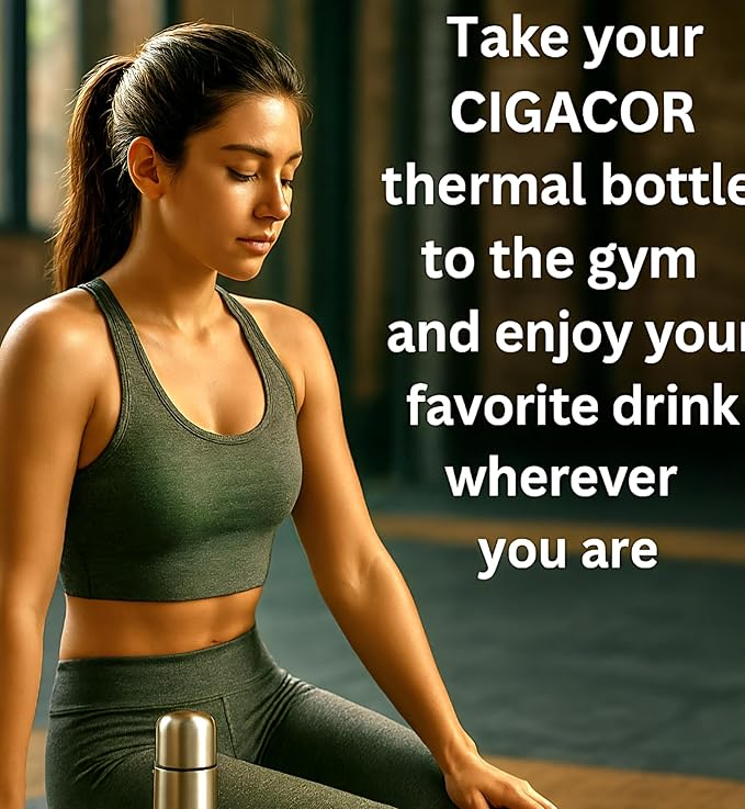 CIGACOR Stainless Steel Insulated Bottle – 17oz Coffee Travel Mug – Keeps Drinks Hot for 12 Hours & Cold for 24 – Leakproof Lid – Fits Car Cup Holders – Ideal for Office, Gym & Travel