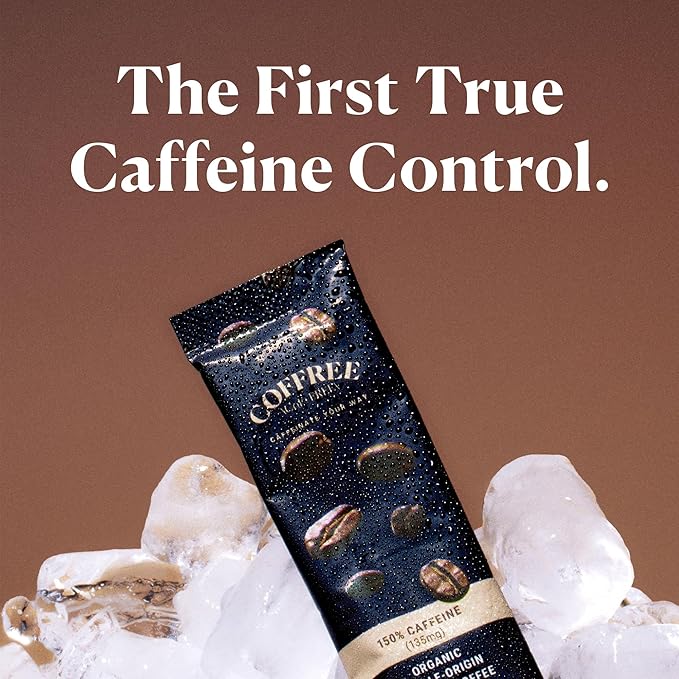 COFFREE Organic Instant Coffee Packets - 75% Half Caff Low Acid, Mold Free Coffee Made with Arabica Coffee Beans - Rich & Smooth Taste - Hot or Cold Single Serve Travel Packets 24 Pack Box