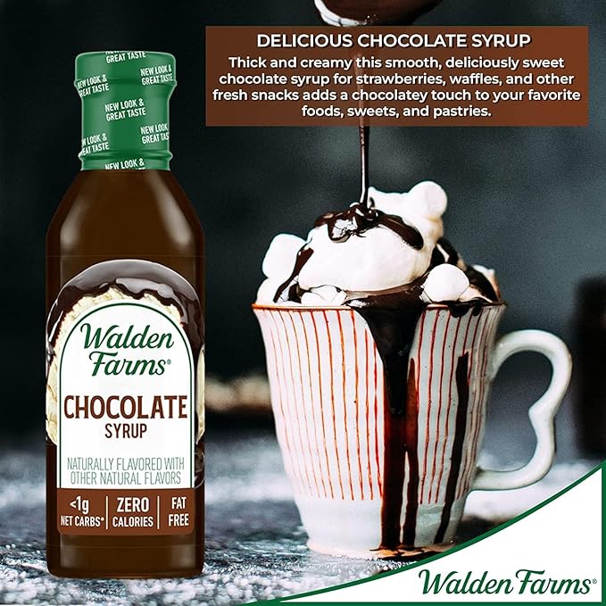 Walden Farms Chocolate Syrup – Perfect for Coffee, Desserts, Ice Cream – Zero Calorie, Sugar-Free, Low Carb, Keto-Friendly, Gluten-Free, Vegan – 12 oz Bottle