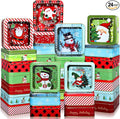 Tioncy 24 Pcs Christmas Cookie Tins with Lids Large Cookie Boxes Metal Empty Tins Santa Tinplate Xmas Gift Box for Christmas Holiday Candies Treats Storage Container (Vintage)