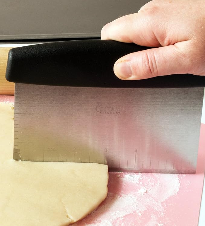 Dough Scraper Bench Knife: Professional Quality Heavy Duty Stainless Steel Bench Scraper, Chopper, Cutter - Perfect for Pastry, Nuts, Herbs, Chocolate, Pizza Dough, Soap, Bread Baking