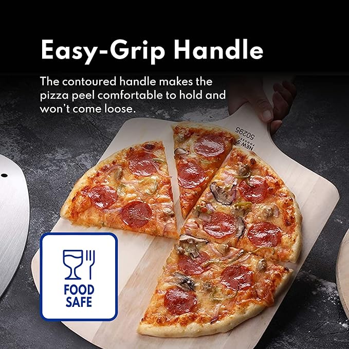 New Star Foodservice 50257 Restaurant-Grade Wooden Pizza Peel, 16" L x 12" W Plate, with 26" L Wooden Handle, 42" Overall Length