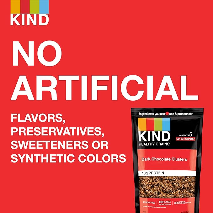 KIND Healthy Grains Clusters, Dark Chocolate Granola, Gluten Free, 10g Protein, 11 Ounce (Pack of 3)