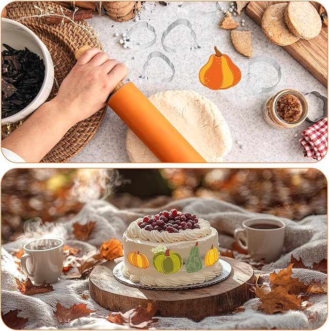 6Pcs Pumpkin Cookie Cutters Fall Pumpkin Shape Cookie Cutting Molds Cute Biscuit Cutters for Autumn Harvest Thanksgiving Halloween DIY Craft Baking Supplies