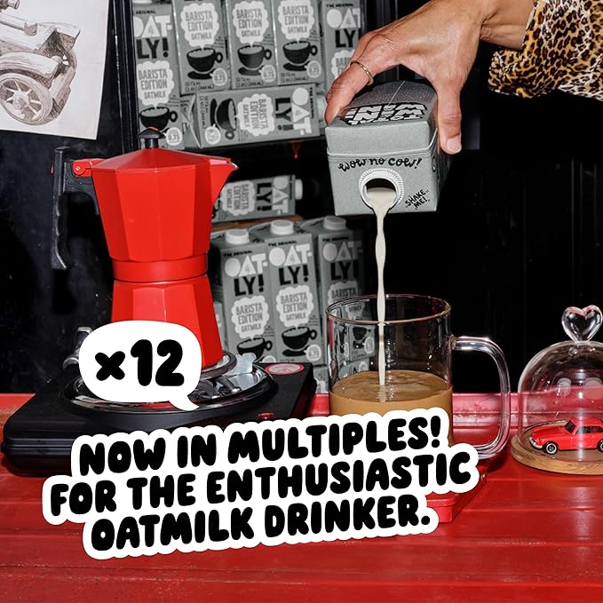Oatly Barista Edition Oat Milk - Crafted for Coffee | Dairy-Free, Plant-Based, Shelf-Stable Milk that makes Perfect Foam (32 oz, 12-pack)