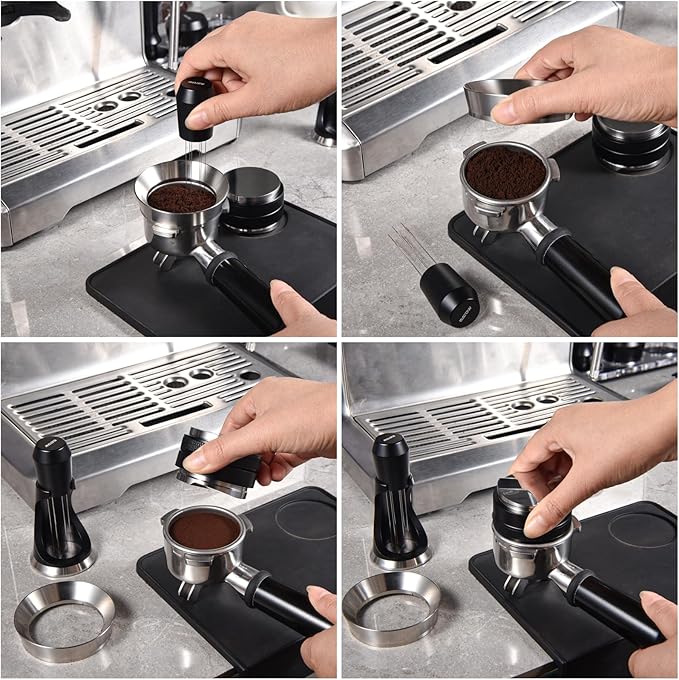 54mm Magnetic Dosing Funnel V2, MATOW Stainless Steel Espresso Dosing Ring with 8 Magnets Compatible with Breville 54mm Portafilter