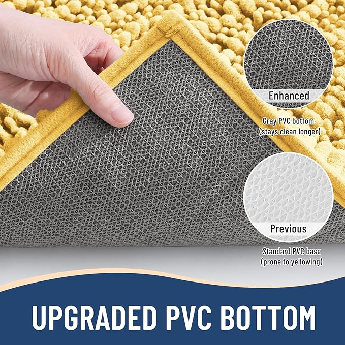 Arotive Luxury Chenille Bathroom Rug Mat, Extra Soft Thick Absorbent Shaggy Bath Rugs, Non-Slip Machine Wash Dry, Plush Bath Mats for Bathroom, Shower and Tub, 40x32, Yellow