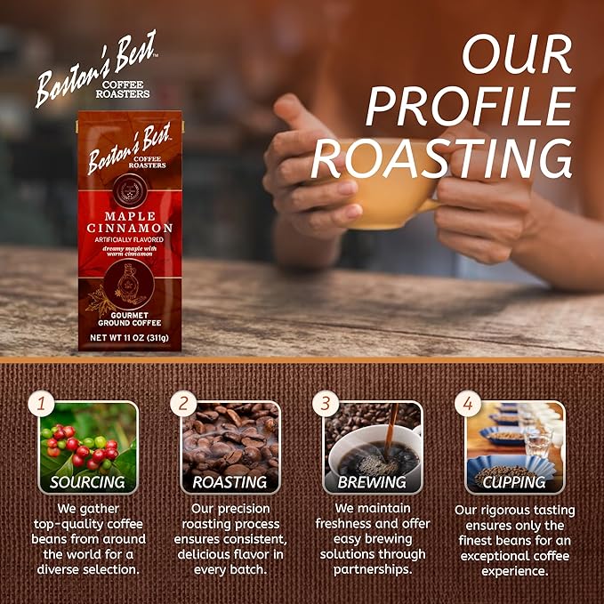 Boston’s Best Coffee - Maple Cinnamon Flavored Delicious Gourmet Premium Ground Coffee, 11 oz. / 311 g Coffee Bag