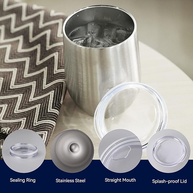 DOMICARE Stainless Steel Wine Tumbler Bulk with Lid, Personalized Insulated Tumblers Set, 12oz Travel Coffee Cups Pack of 1, Stainless steel